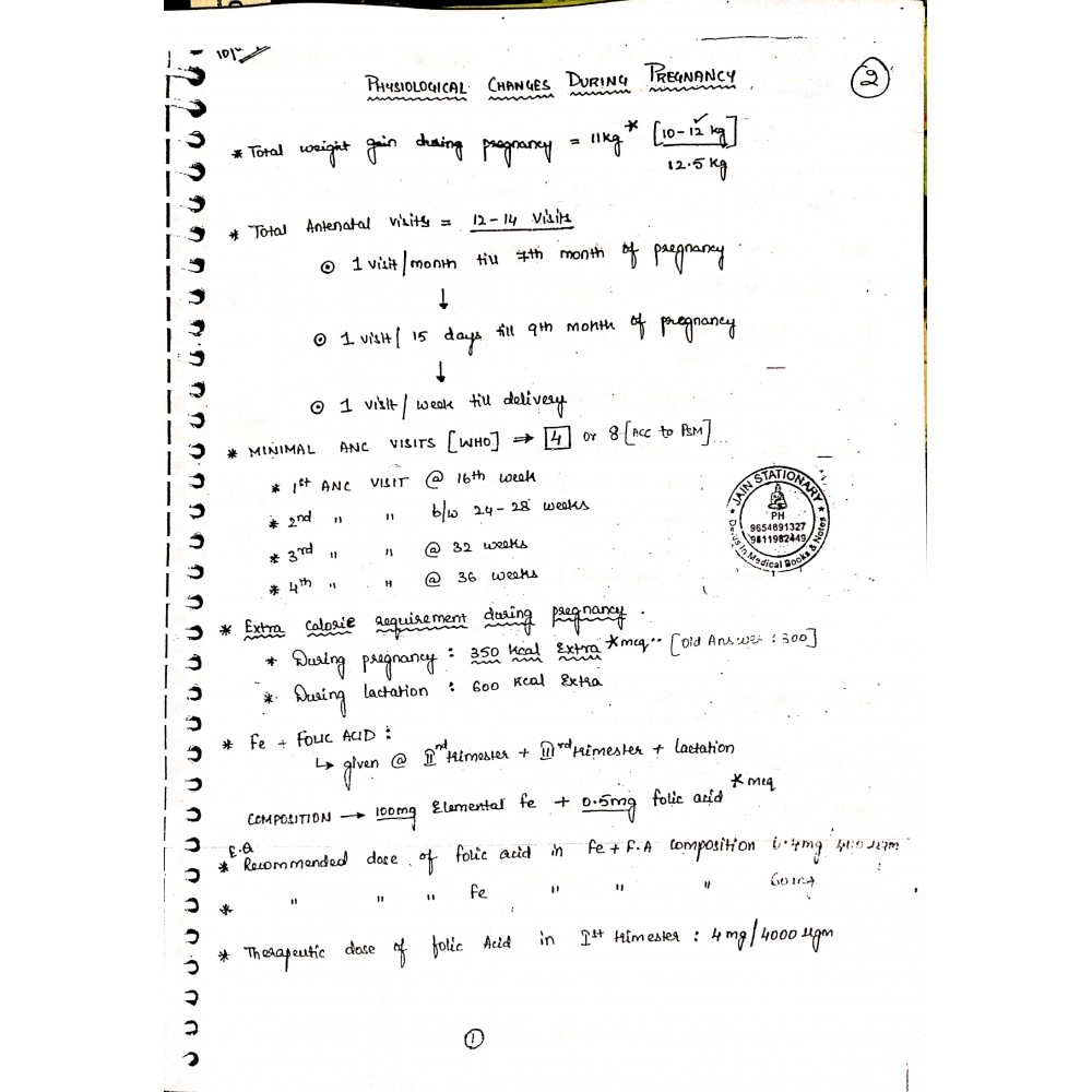 Obstetrics Gynecology AFMG-Hand Written Notes 2019-20