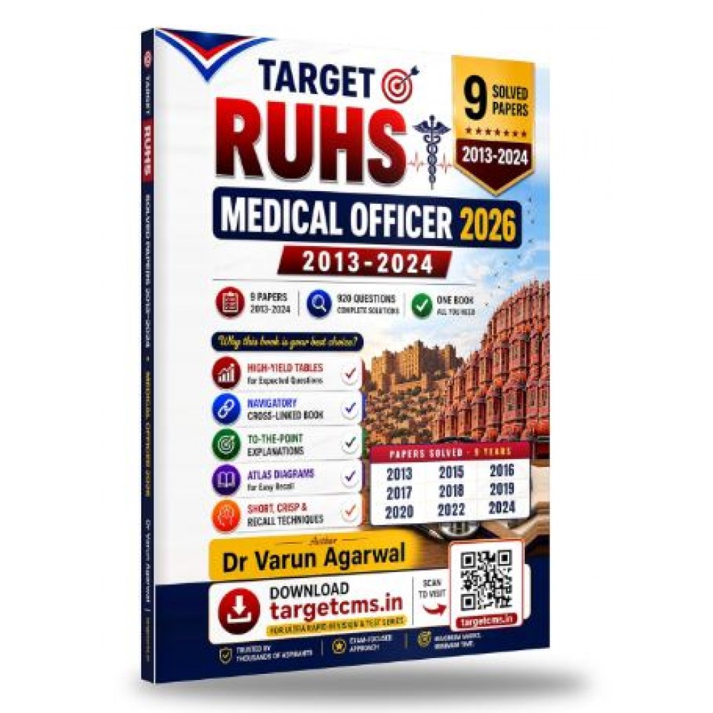 Target RUHS RAJASTHAN MEDICAL OFFICER 2026 Solved Previous Year Questions 2013-2024 by Dr Varun Agarwal (Target CMS)