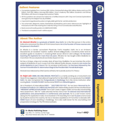 Review of AIIMS JUNE-2020 By Dr. Mukesh Bhatia, Dr. Rajat Jain & Dr. Nachiket Bhatia