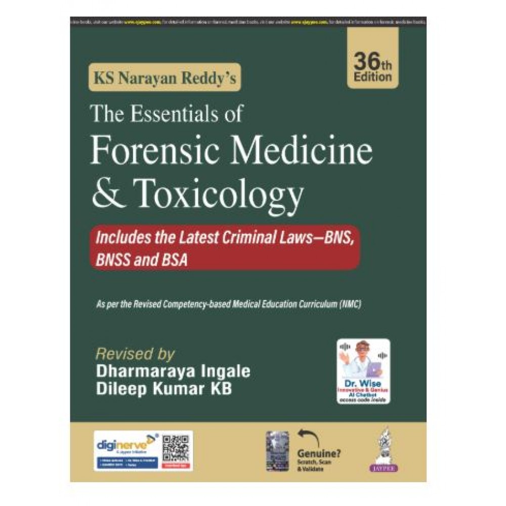 KS Narayan Reddy's The Essentials of Forensic Medicine & Toxicology;36th Edition 2026 by Dharmaraya Ingale & Dileep kumar KB