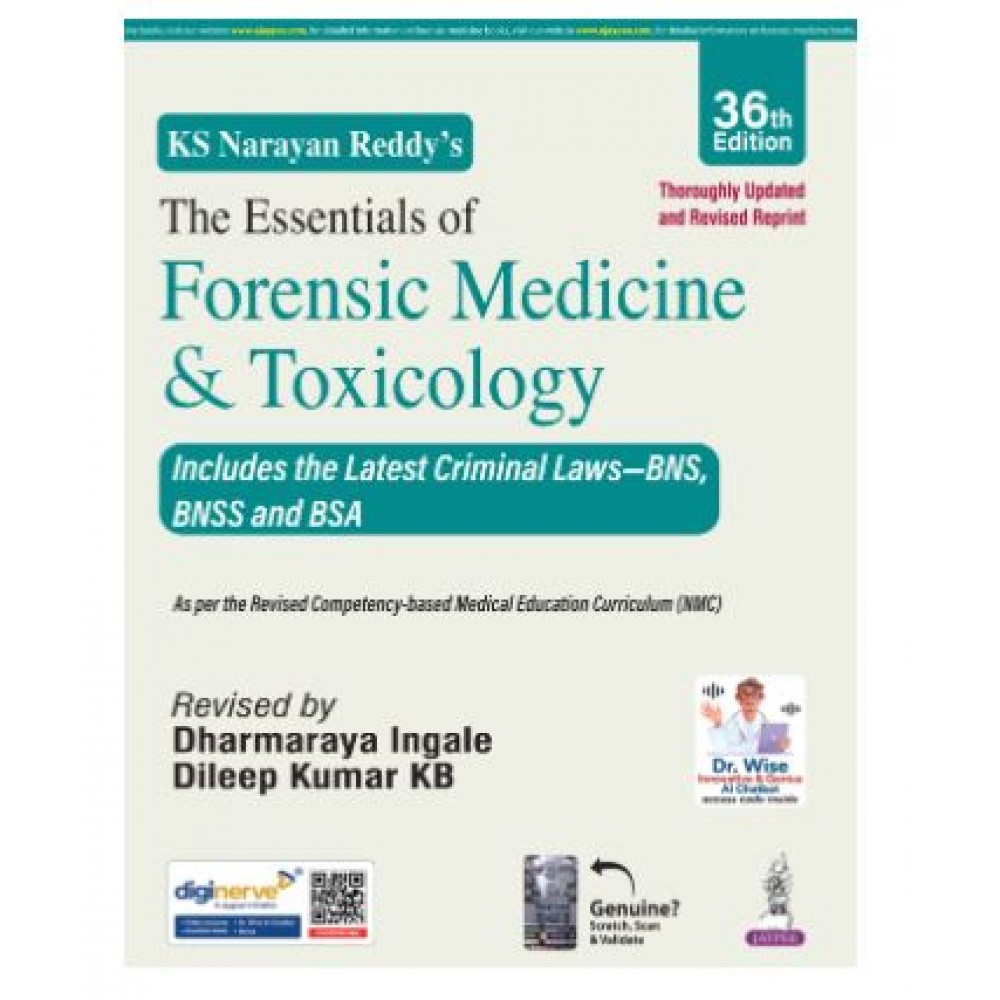 KS Narayan Reddy's The Essentials of Forensic Medicine & Toxicology;36th Edition 2026 by Dharmaraya Ingale & Dileep kumar KB