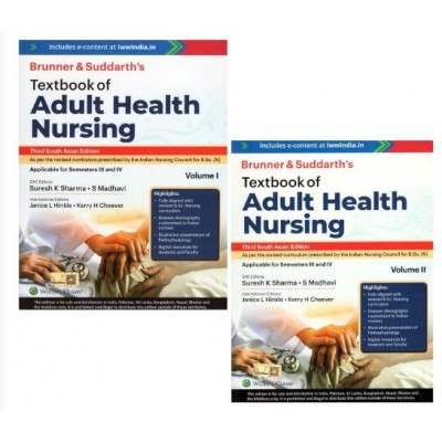 Brunner & Suddarth’s Textbook of Adult Health Nursing (2 Volume Set); 3rd (South Asia) Edition 2026 By Suresh K Sharma & S Madhavi