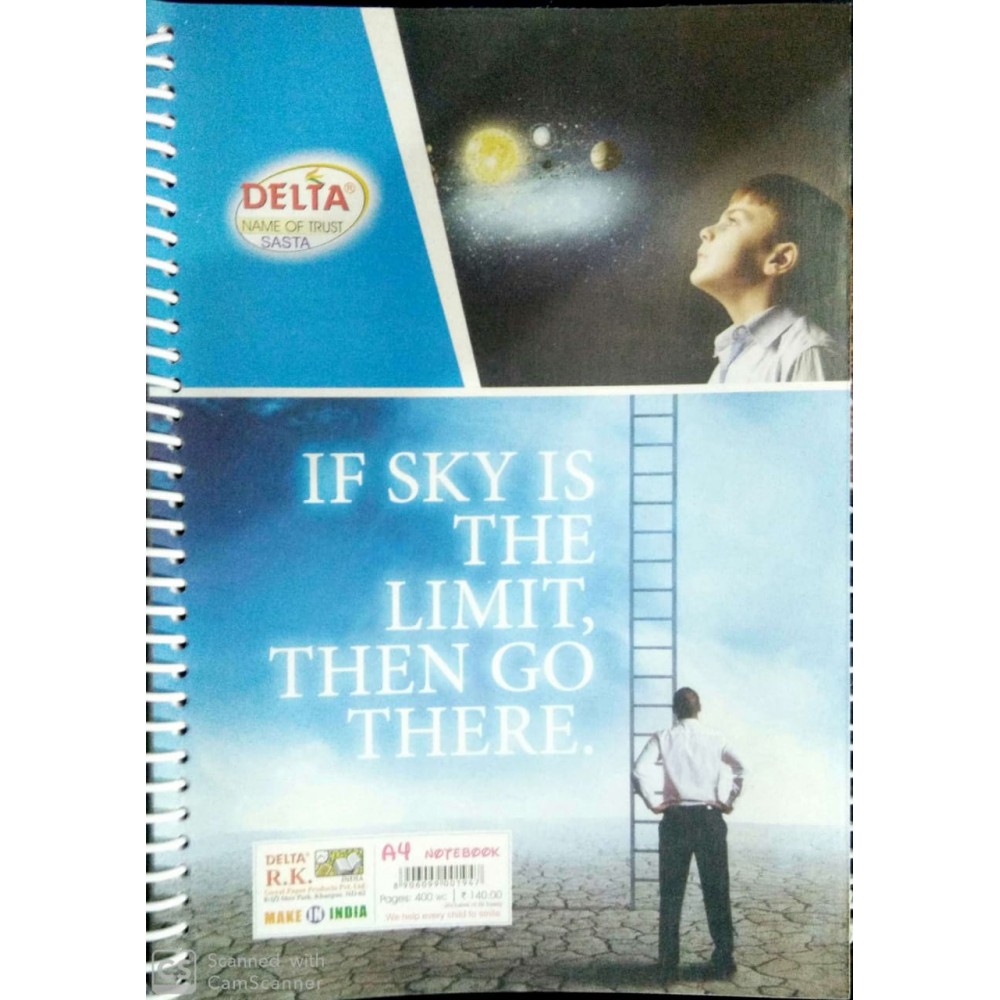 DELTA IF SKY IS THE LIMIT THEN GO THERE A4 NOTEBOOK-400 PAGE PLAIN COPY