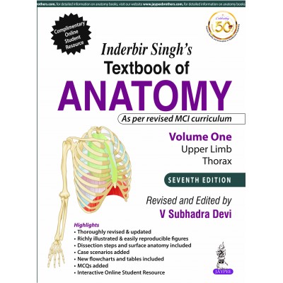 Inderbir Singh’s Textbook of Anatomy (Volume 1: Upper Limb and Thorax);7th Edition 2019 By V Subhadra Devi