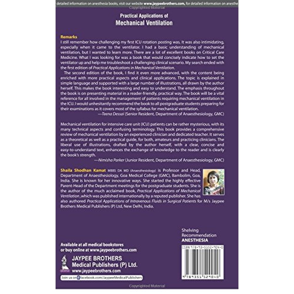 Practical Applications Of Mechanical Ventilation;2nd Edition By Shaila Shodhan Kamat 