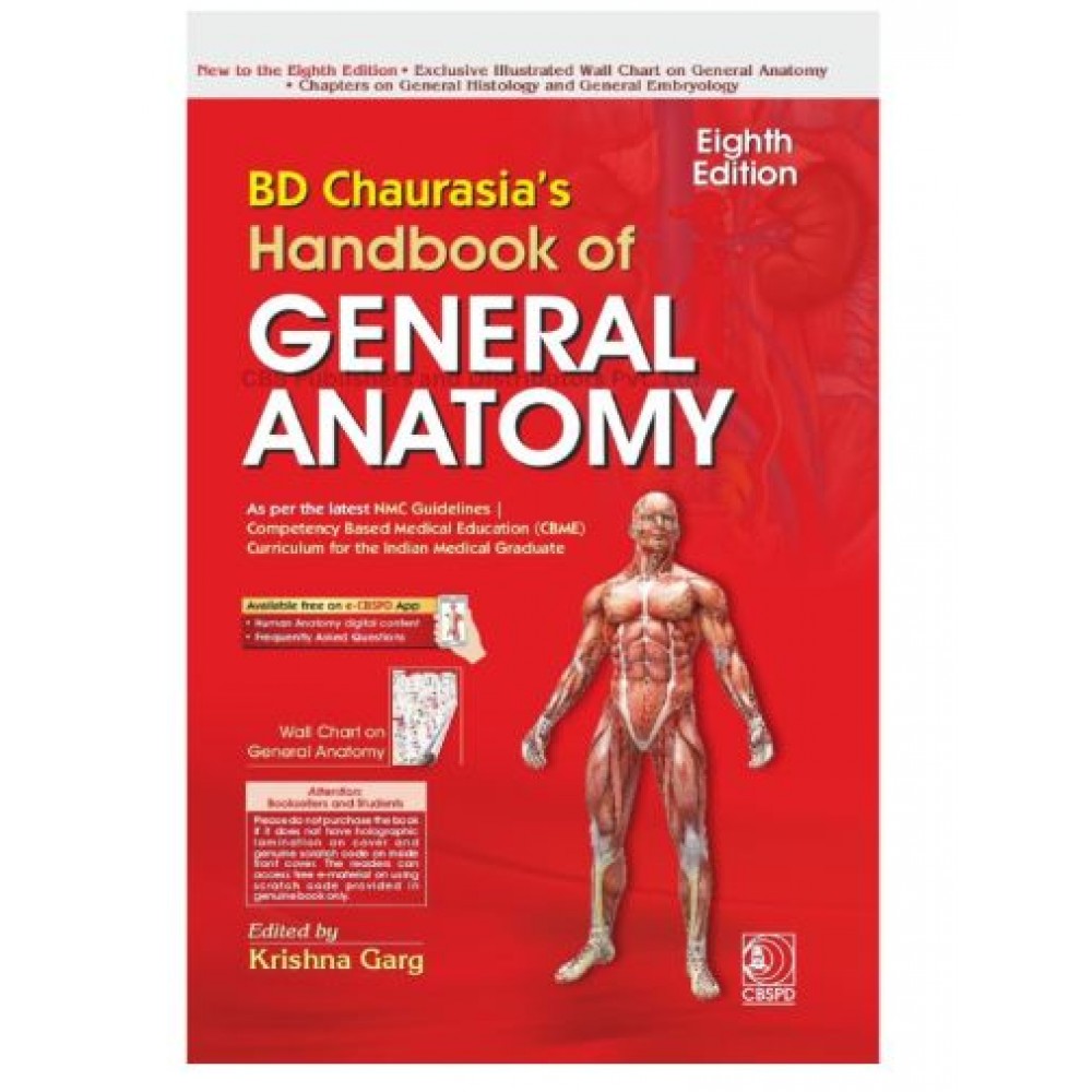 BD Chaurasia’s Handbook of General Anatomy (Free Wall Chart);8th Edition 2026 By Krishna Garg