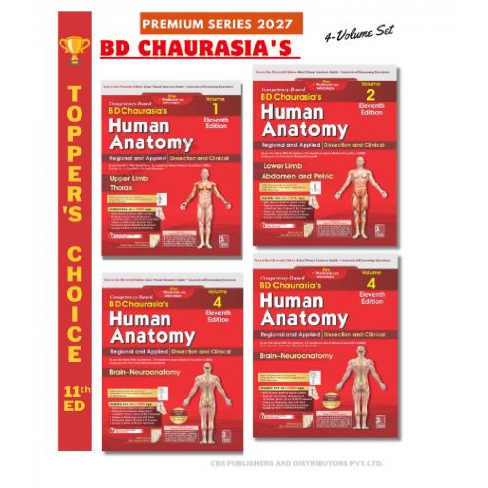 Competency–Based BD Chaurasia’s Human Anatomy, Regional and Applied; Dissection and Clinical (Vols 1–4): Free Workbooks with Mind Maps;11th Edition 2027 by Yogesh Sontakke, Krishna Garg, PS Mittal & Mrudula Chandrupatla